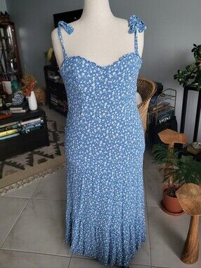 Reformation Nikita Midi Dress in Marie Blue Floral - Size 12